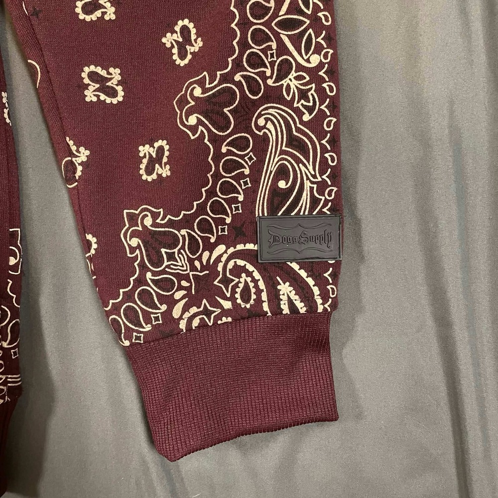 Dogg Supply by Snoop Dogg Mens Large Burgundy Bandana Paisley Patchwork Hoodie - Picture 10 of 12